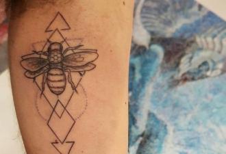 Bee tattoo meaning.  What does a Bee tattoo mean?  Bee tattoo design options